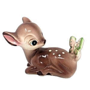 Disney Bambi Butterfly Figurine RARE Vintage Deer Ceramic Porcelain UCGC Japan